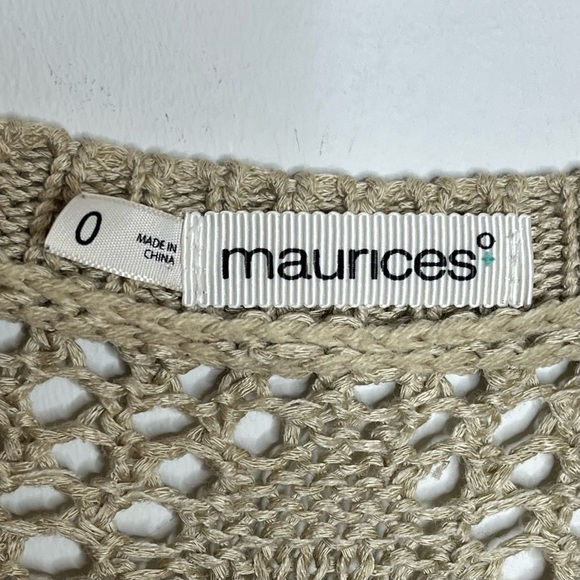 MAURICES Crochet Knit Tassel Sweater Top Boho Tan - Picture 6 of 7